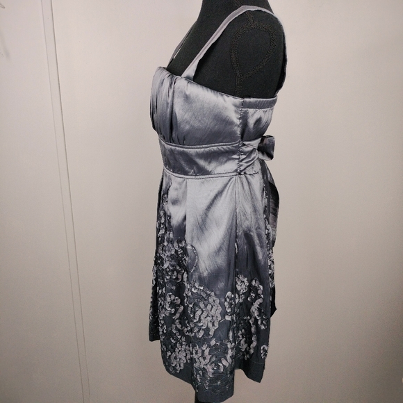 NWT R & M Richards Iridescent Silver Embroidered Fit & Flare Midi Dress Sz. 6 - Picture 9 of 14